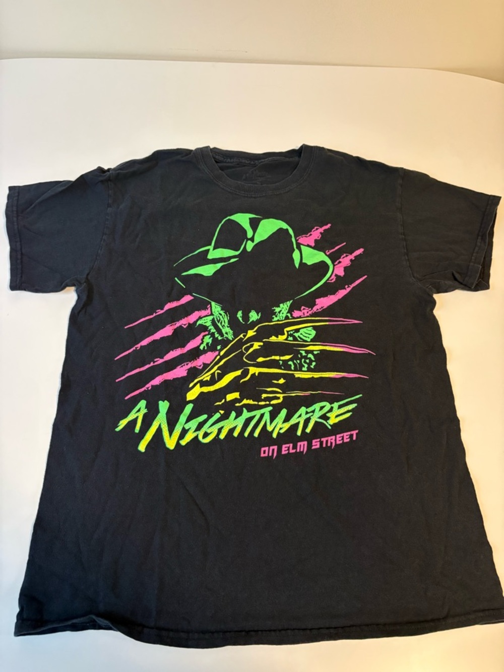 80’s Vintage Style A Nightmare on Elm Street Graphic Tee - Black with Neon Print